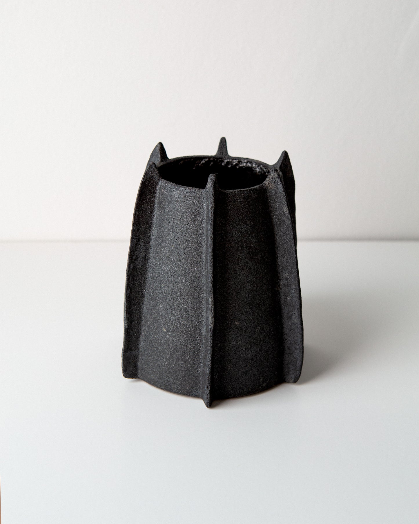 Black Vase with Ridges