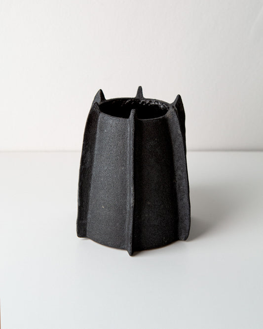 Black Vase with Ridges
