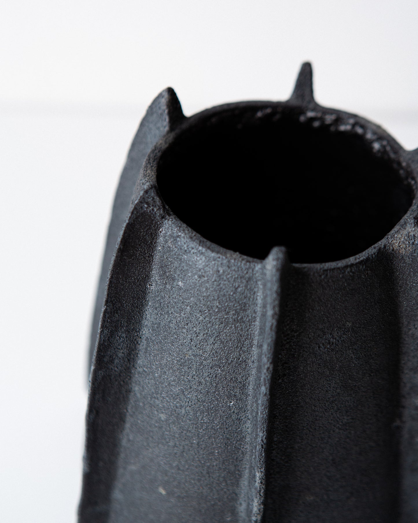 Black Vase with Ridges