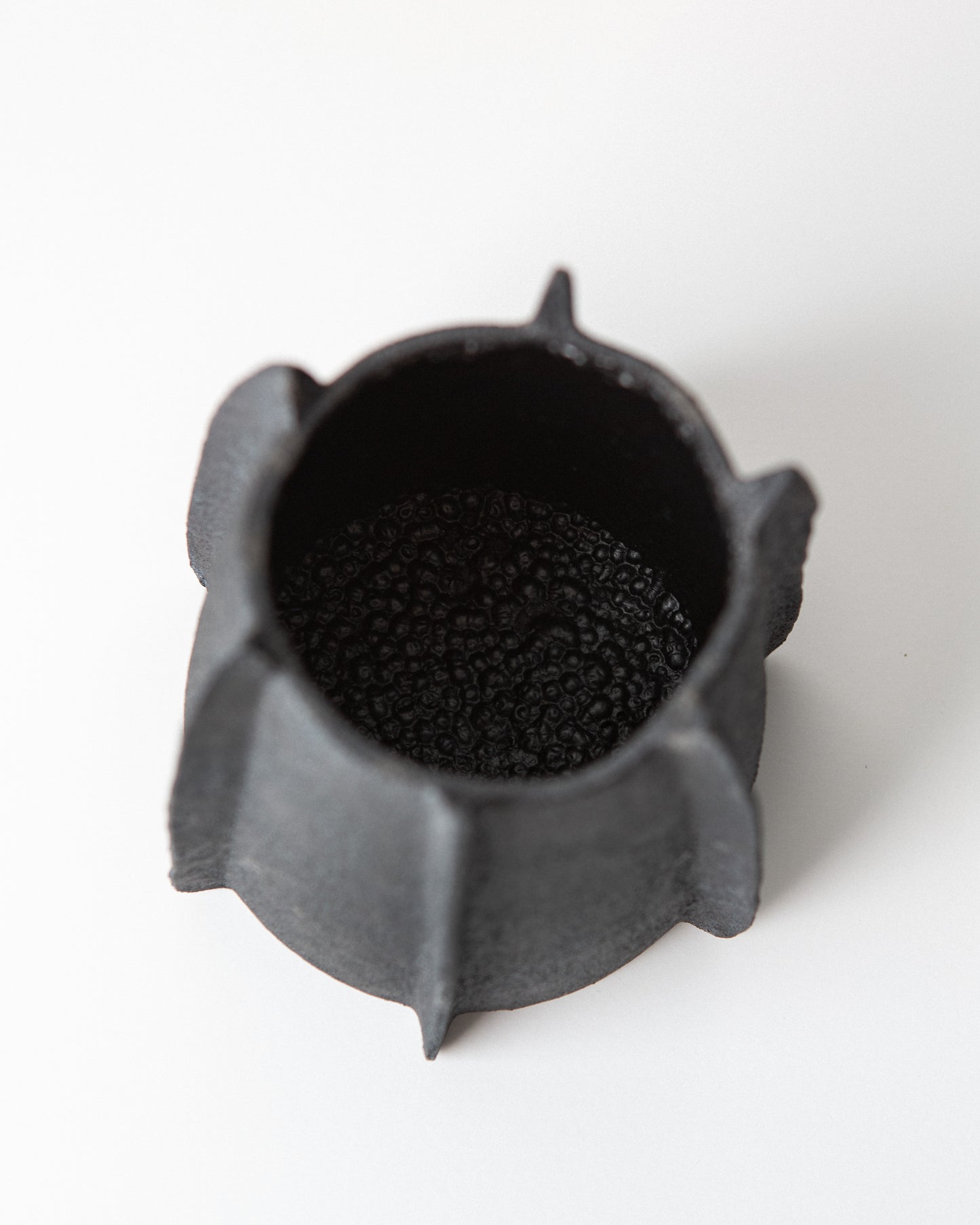 Black Vase with Ridges