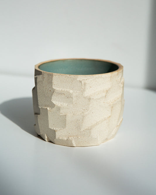 Off-White Faceted Cup